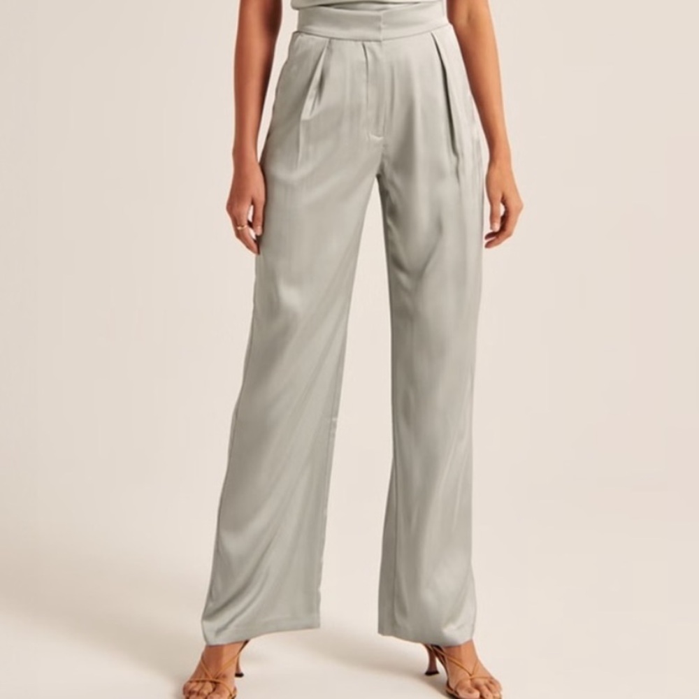 Abercrombie & Fitch Satin Pleated Wide Leg Pants